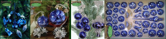 Christmas tree decorations made of glass Color example blue