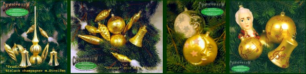 Christmas tree decorations made of glass Color example gold