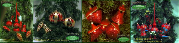 Christmas tree decorations made of glass Color example red