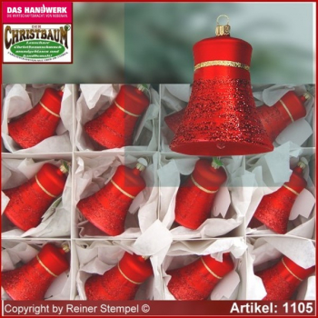 Christmas tree ornaments made of glass bells Classic glass from Lauscha Thüringen.