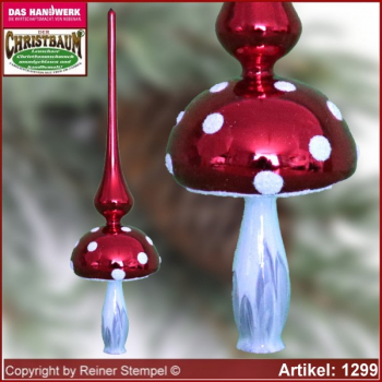 Baumspitze Christbaumspitze Glas Christbaumschmuck Fliegenpilz