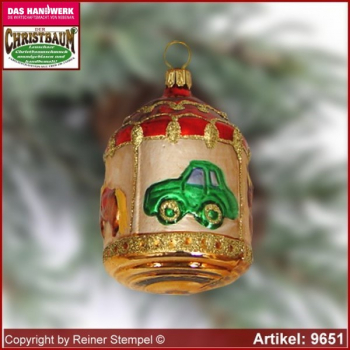 Christbaumschmuck, Karussell, Baumschmuck aus Lauscha Glasfigur, Glasform Sammlerstücke Glas aus Lauscha Thüringen.