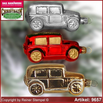 Christbaumschmuck Auto Baumschmuck aus Lauscha Glasfigur, Glasform Sammlerstücke Glas aus Lauscha Thüringen.