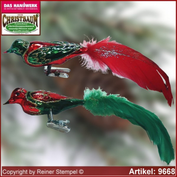 Christbaumschmuck, grosser Weihnachtsvogel, Baumschmuck aus Lauscha Glasfigur, Glasform Sammlerstücke Glas aus Lauscha Thüringen.