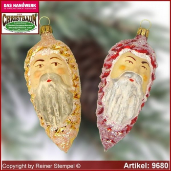 Christbaumschmuck Zapfen mit Gesicht, Baumschmuck aus Lauscha Glasfigur, Glasform Sammlerstücke Glas aus Lauscha Thüringen.