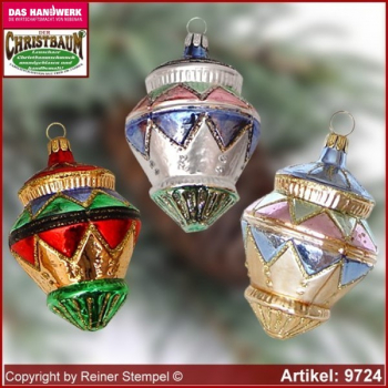 Christbaumschmuck, Kreisel, Baumschmuck aus Lauscha Glasfigur, Glasform Sammlerstücke Glas aus Lauscha Thüringen.