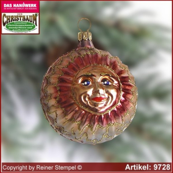 Christbaumschmuck, Sonne-Mond, Baumschmuck aus Lauscha Glasfigur, Glasform Sammlerstücke Glas aus Lauscha Thüringen.