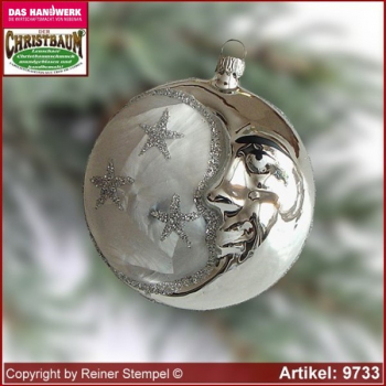 Christbaumschmuck, Mondtaler, Baumschmuck aus Lauscha Glasfigur, Glasform Sammlerstücke Glas aus Lauscha Thüringen.