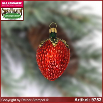 Christbaumschmuck, Erdbeere, Baumschmuck aus Lauscha Glasfigur, Glasform Sammlerstücke Glas aus Lauscha Thüringen.