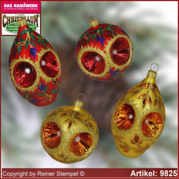 Christbaumschmuck Eule Blütendekor Kugel/Olive Rot Sammlerstücke