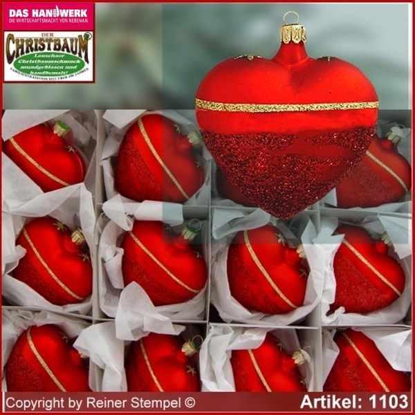 Christmas tree ornaments made of glass heart Christmas ornaments glass from Lauscha Thüringen.