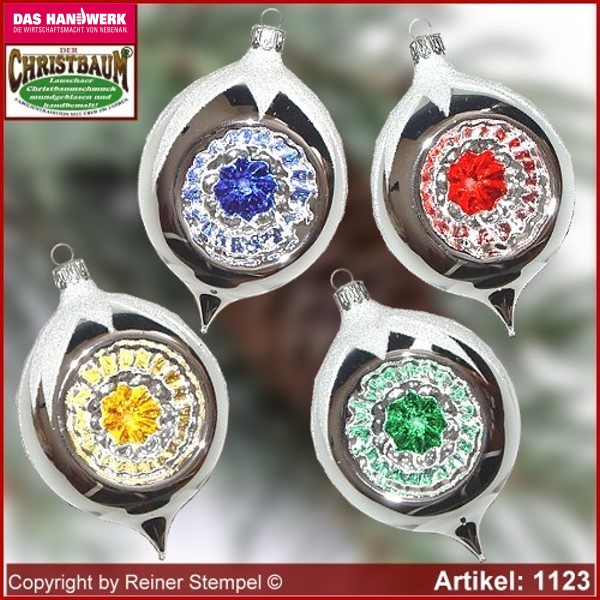 Christbaumschmuck aus Glas Oliven mit Reflex Old German Glas aus Lauscha Thüringen.