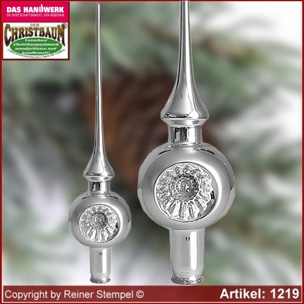 Christmas tree ornaments glass tree top with Reflex German Tradition glass from Lauscha Thüringen.