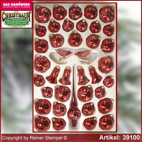 Christbaumschmuck Sortiment 39-tlg. Naturzeit Rot