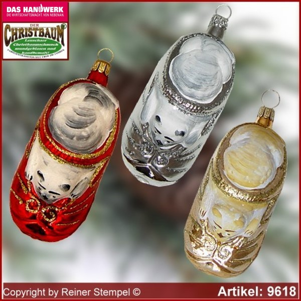 Christbaumschmuck, Katze im Schuh Baumschmuck aus Lauscha Glasfigur, Glasform Sammlerstücke Glas aus Lauscha Thüringen.
