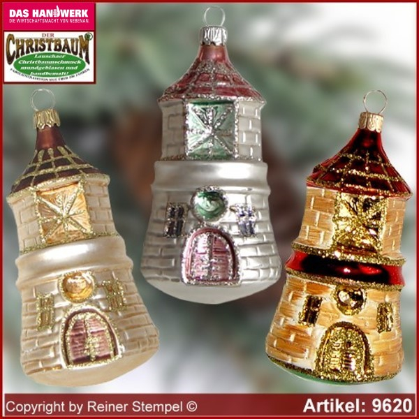 Christmas tree ornaments Windmill glass figure glass shape Collectible glass from Lauscha Thüringen.