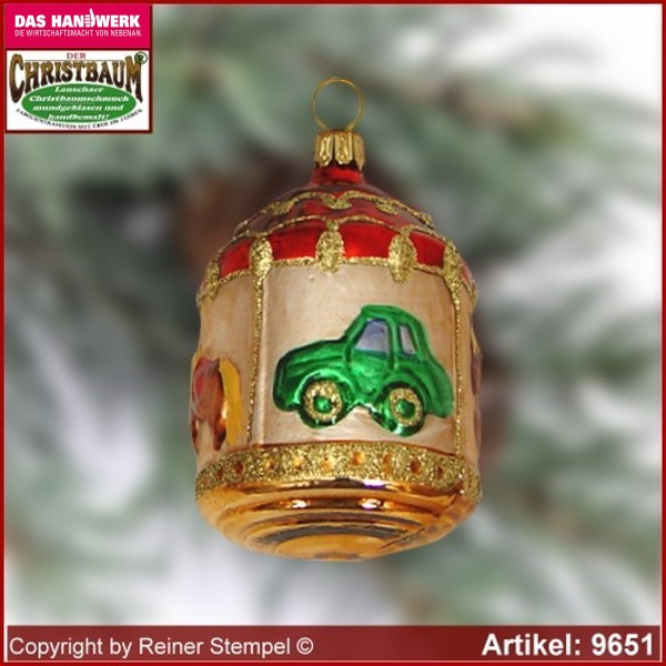 Christbaumschmuck, Karussell, Baumschmuck aus Lauscha Glasfigur, Glasform Sammlerstücke Glas aus Lauscha Thüringen.