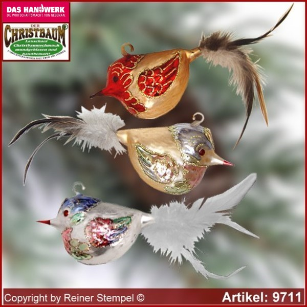 Christmas tree ornaments big Christmas bird glass figure glass shape Collectible glass from Lauscha Thüringen.