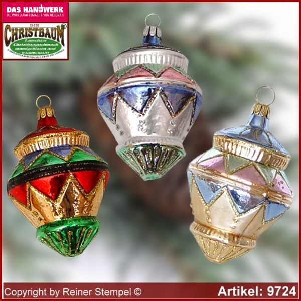 Christmas tree ornaments gyroscope glass figure glass shape Collectible glass from Lauscha Thüringen.