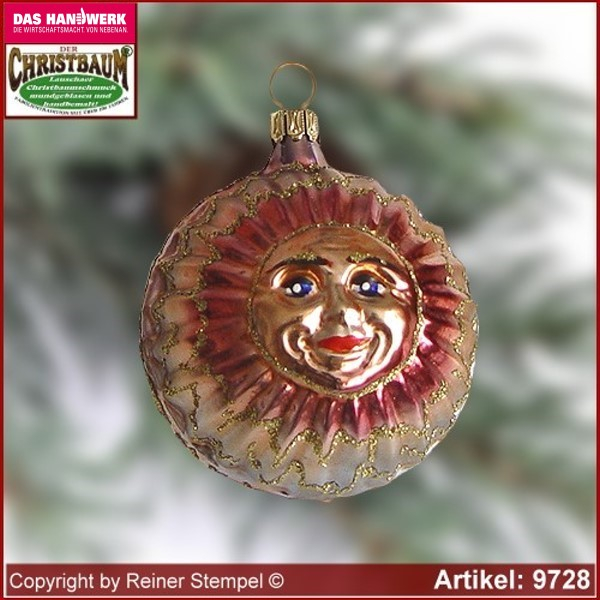 Christbaumschmuck, Sonne-Mond, Baumschmuck aus Lauscha Glasfigur, Glasform Sammlerstücke Glas aus Lauscha Thüringen.